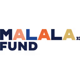Malala Fund logo with the word "MALALA" in multicolored uppercase letters above the word "FUND" in dark blue.